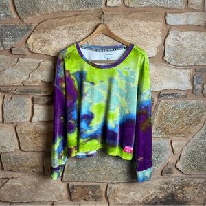 Juicy Couture Purple and Green Tie-Dye Sweatshirt